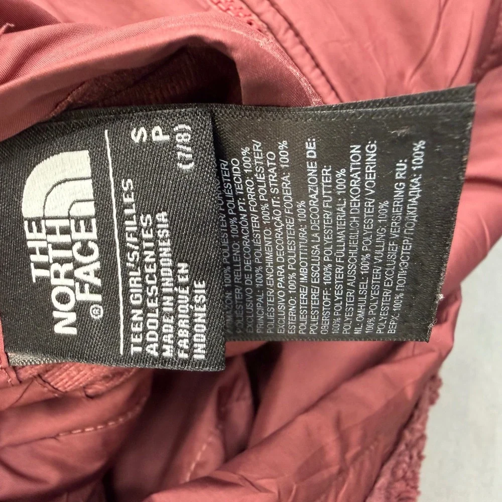 The North Face Girls Pink Reversible Mossbud Swirl Hooded Jacket S 7/8 NF0A7UMS